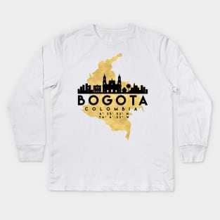 Bogota Colombia Skyline Map Art Kids Long Sleeve T-Shirt